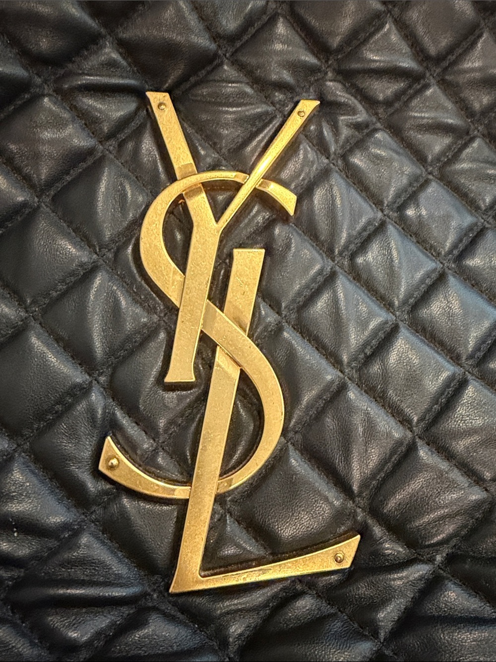 Saint Laurent Black Quilted Leather Tote with Gold Logo - Picture 6 of 6